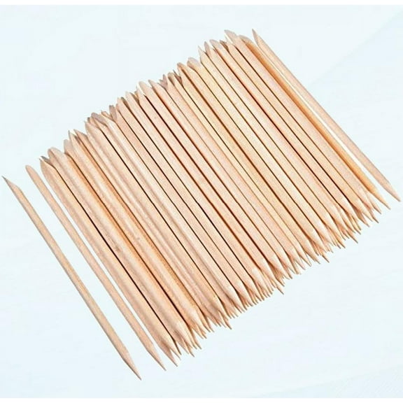 100pcs Orange Wood Sticks Nail Cuticle Sticks for Nail Art Pedicure, 4.3 Inch
