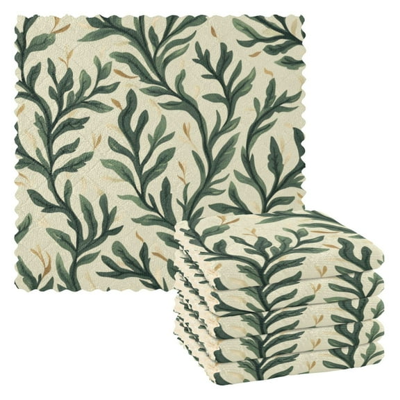 6 Pieces of Kitchen Towels 11x11Inch Kitchen Dish Cloths Kitchen Dish Towels Reuseable Cleaning Cloths Green Seaweed
