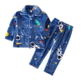 thumbnail image 3 of JAJAHO Girls Flannel Fluffy Pajama Cute Print Long Sleeve Button Down Sleepwear 2 Piece Pjs For Kids 18M-13Y, 3 of 6