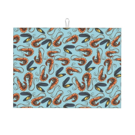 

Dish Drying Mat Shrimp No.9067 Highly Absorbent Microfiber Drying Mat Kitchen Counter or Sink Drawer Liner 16x18 Kitchen Drying Mat Coffee Mat Kitchen Essentials