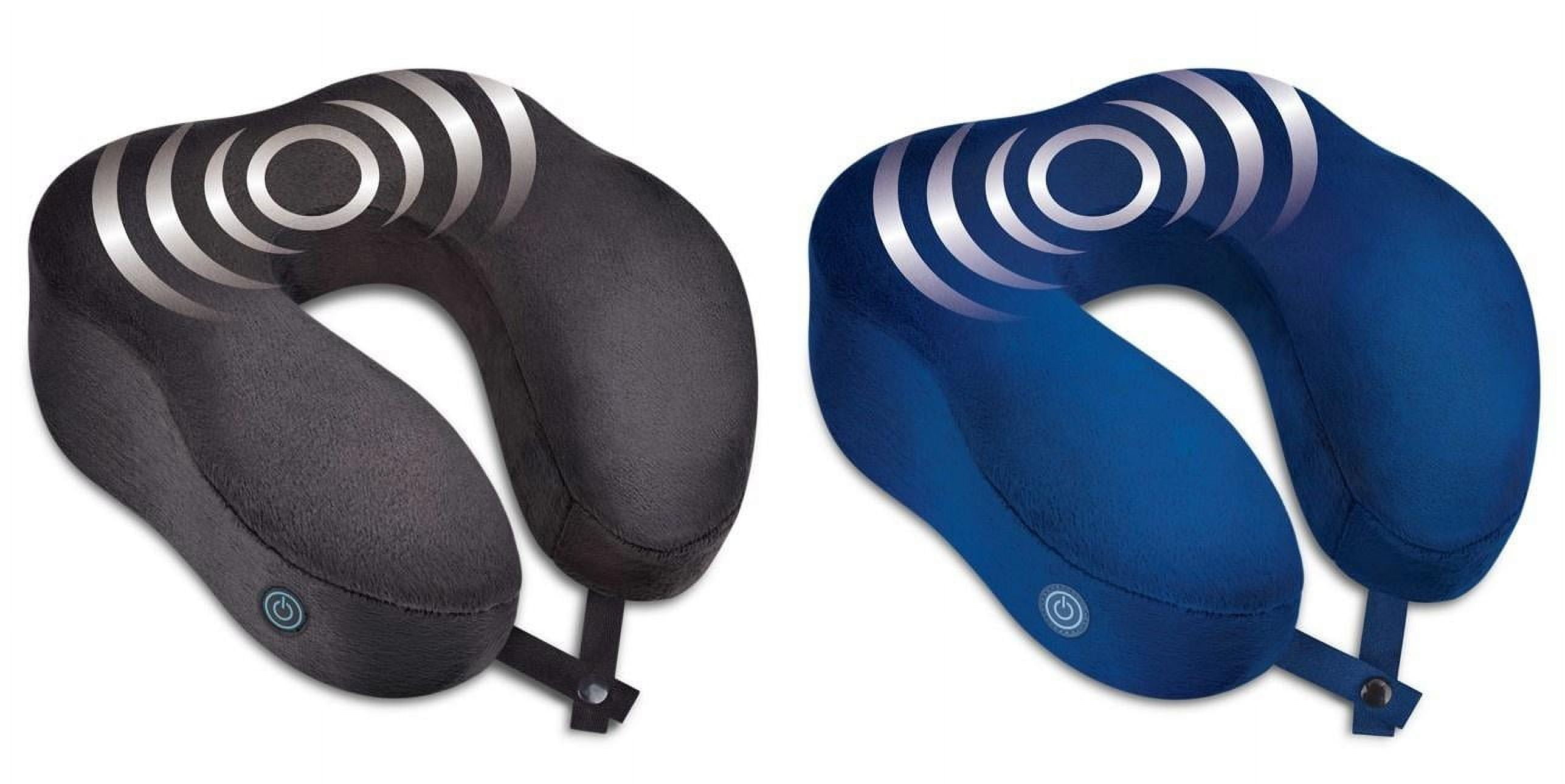 (3 pack) Health Touch Memory Foam Neck Massager, Ultra Soft, 12” U-Shaped Pillow - Blue Color for Gift Set