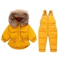 thumbnail image 2 of Hicidod Toddler Snow Suit Hooded Windproof Fashion Solid Toddler Snowsuit Thicken Winter Puffy Ski Snow Pant And Jacket Bib Set, 2 of 3