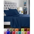 thumbnail image 3 of 6 Piece Bed Sheets ,Flat Sheet,Fitted and Pillowcase 1800 Series Bed Sheet set-Full Navy Blue, 3 of 5