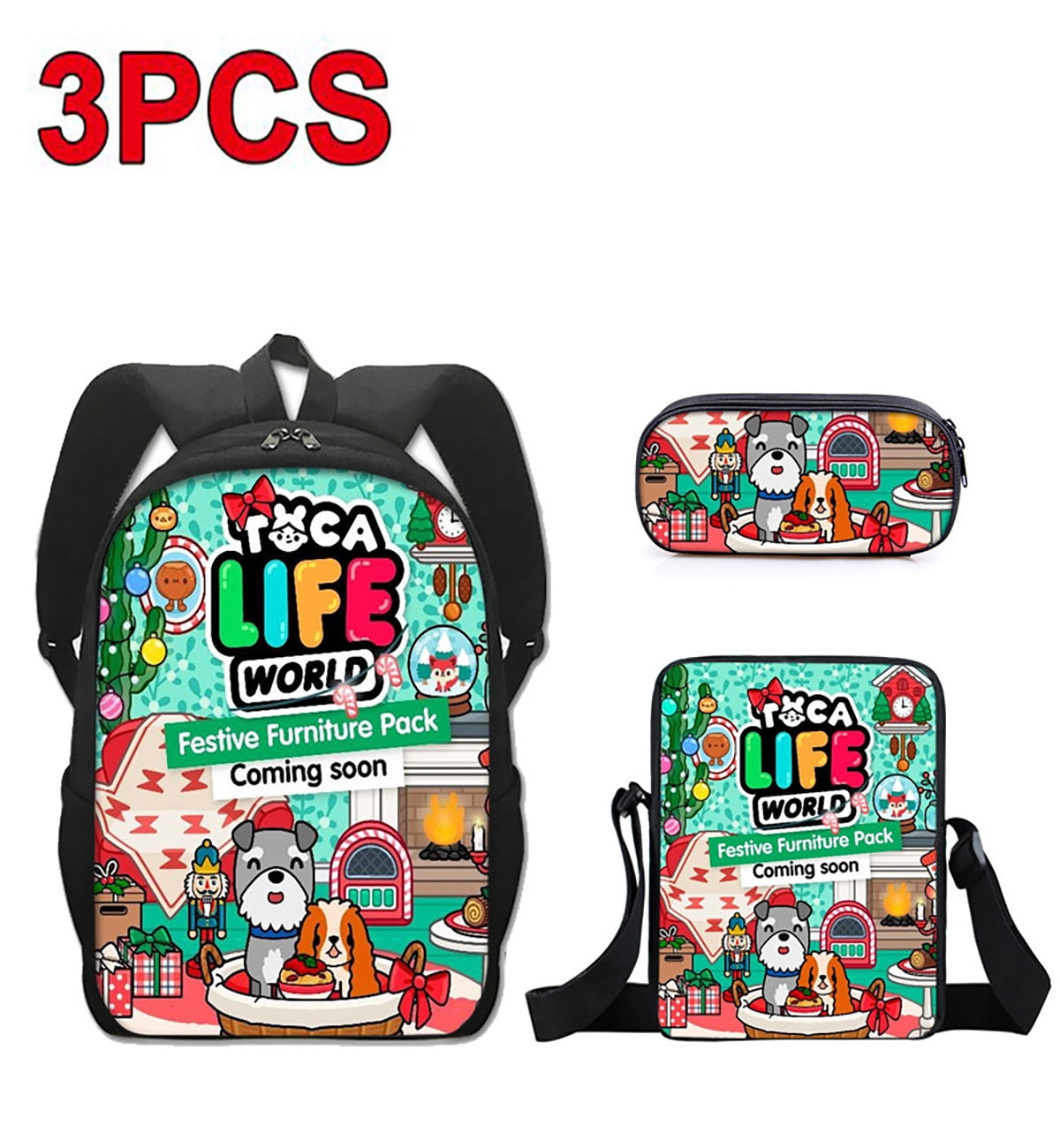 OLOEY 3PACK Toca Boca School Bags for Girls & Boys Primary & Middle