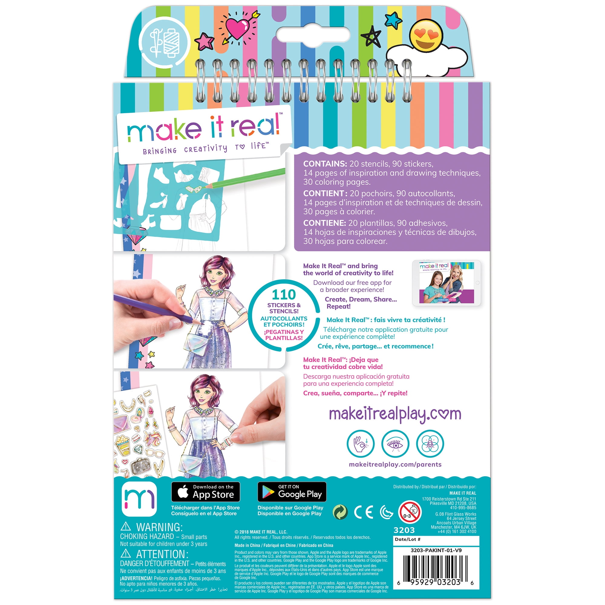 Make It Real Cuaderno De Diseño De Moda Pastel Pop – Libro Para Colorear Con Plantillas, Pegatinas Y Guía De Diseño Para Niñas +6 Años