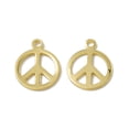 thumbnail image 2 of Rack Plating Brass Charms Long-Lasting Plated Cadmium Free & Nickel Free & Lead Free Flat Round with Peace Sign Charm Real 18K Gold Plated 10x8x0.5mm Hole: 1mm, 2 of 3