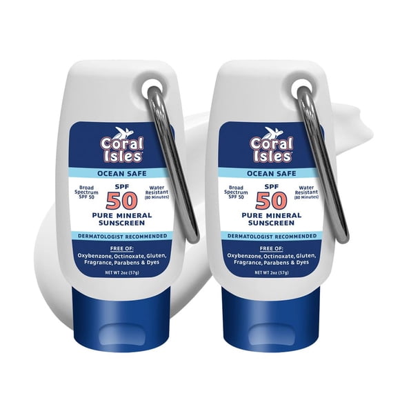 Protector solar Coral Isles Reef Safe Mineral SPF 50 60 ml x2