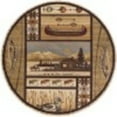 thumbnail image 3 of Novelty Area Rug (5'3'' Round) Lodge Beige, Brown Indoor Round Easy to Clean, 3 of 6