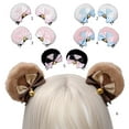 thumbnail image 3 of GENEMA Faux Fur Bear Ears Hair Clip Sweet Double Bowknot Bell Lolita Cosplay Hairpins, 3 of 18
