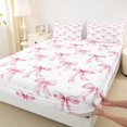 thumbnail image 3 of Castle Fairy Preppy Child Cartoon Bowknot Twin Sheet Sets 3pcs,Polka Dots Twin Fitted Sheet Microfiber,Pink White Bow Breathable Flat Sheet,Microfiber Bedroom Decor, 3 of 7