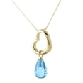 thumbnail image 3 of Galaxy Gold 14K Solid Yellow Gold 24" Open Heart Pendant Necklace with a Genuine Blue Topaz Drop, 14"-24" Sizes, December Birthstone, Symbol of Calm, 3 of 6
