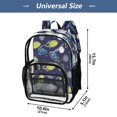 thumbnail image 4 of Large Clear PVC Backpack Heavy Duty See Through Backpack for Adults Work Travel, Dark Blue-rocket Printed 12L, 4 of 8
