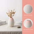 thumbnail image 2 of REGALWOVEN Mini Modern White Ceramic Vase Tiny Ribbed Bud Vase for Single Stem, Minimalist Decorative Small Vase for Bathroom Pink 2.9"L x 2.9"W x 3.9"H, 2 of 6