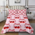 thumbnail image 1 of Erosebridal Ensembles de Couvre-Lit Cerises Rouges Format Simple, Courtepointe Géométrique Buffalo, Ensembles de Courtepointe Kawaii à Nœud pour Lit Format Simple, Déco de Chambre Princesse Légère, 2 Pcs, 1 of 5
