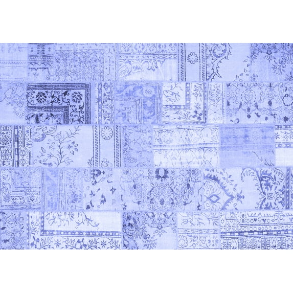 Ahgly Company Indoor Rectangle Patchwork Blue Transitional Area Rugs, 2' x 3'