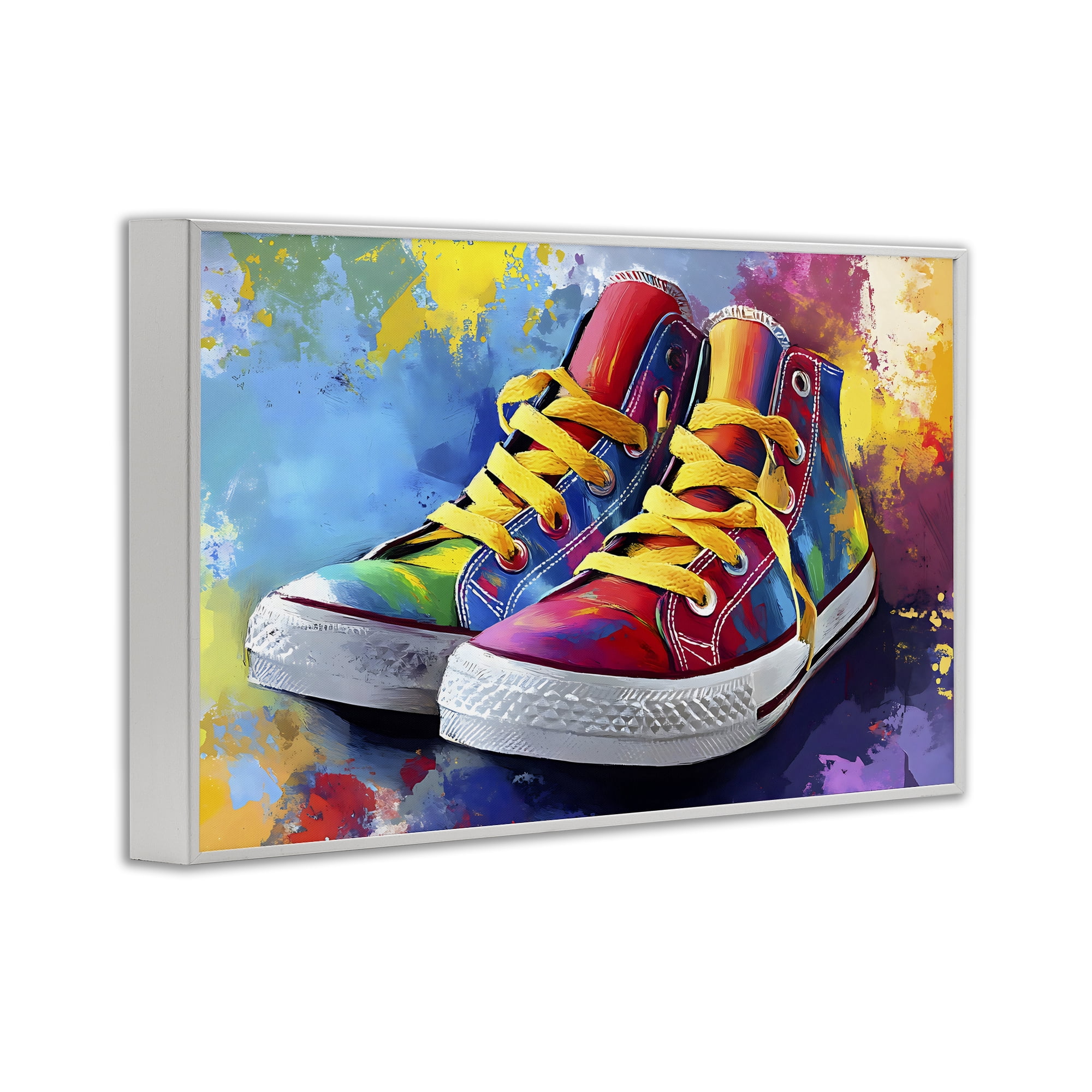 Stupell Industries High Tops with Yellow Laces White Framed Giclee Art, design by Creative Studio