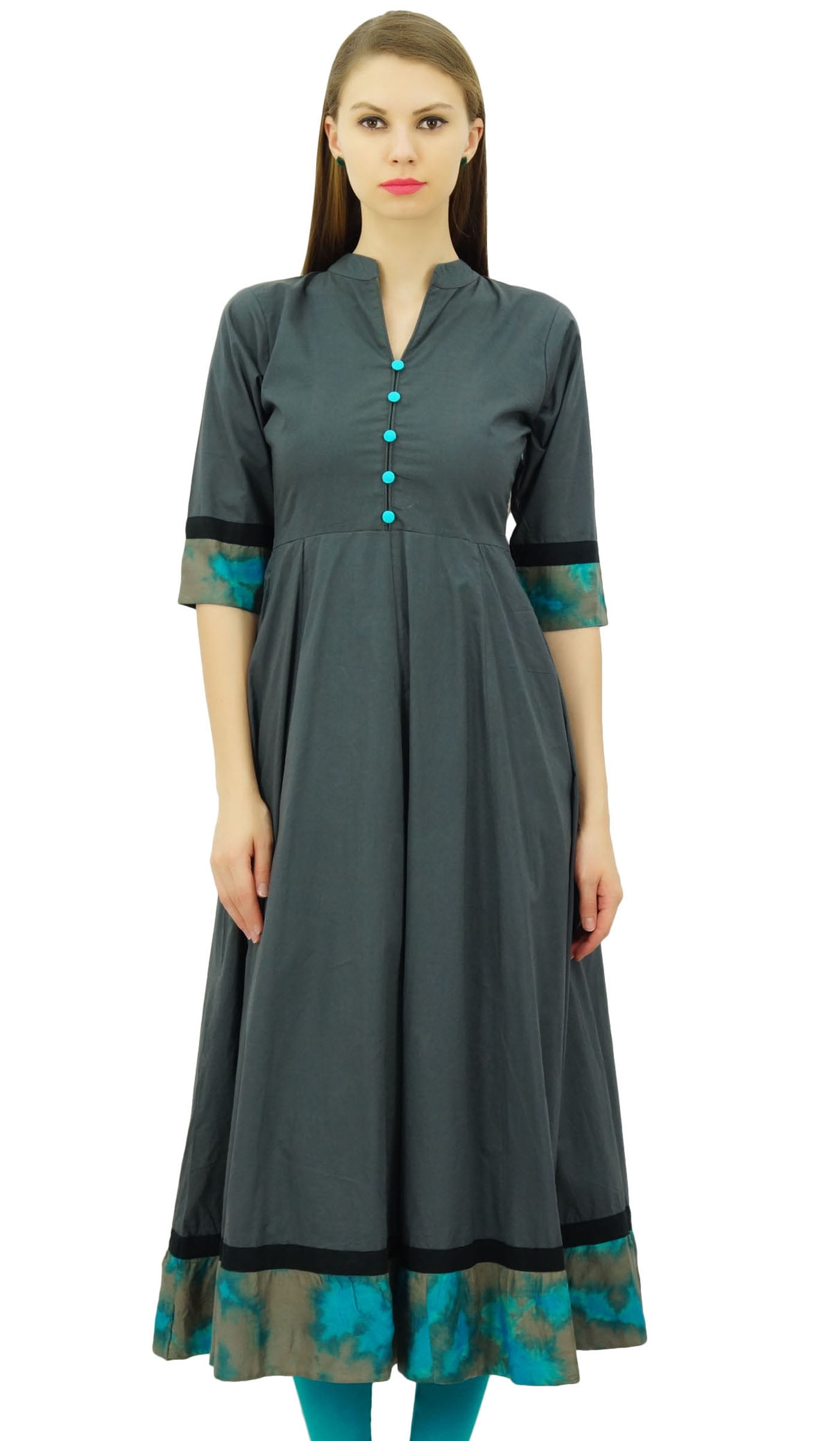 Bimba Cotton Anarkali Kurti Designer Ethnic Flared Kurta Dress Women Indian Tunic