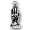 thumbnail image 1 of Sterling Silver 16" 1mm 3D Detailed Two Hands Joined In Prayer Praying Hands Pendant Necklace, 1 of 2