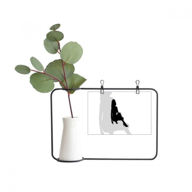 Hot Woman Squats Outline Metal Picture Frame Cerac Vase Decor