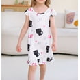 thumbnail image 4 of WIBACKER 2Pcs Toddler Girls Nightgowns 3-9 Years Short Sleeves Nightdress Little Kids Sleepwear Cat Pajamas, 4 of 13