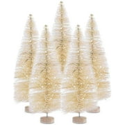 20 Pcs Artificial Mini Sisal Christmas Trees,Small Fake Pine Snow Frost Trees with Wood Base,Bottle Brush Trees Desktop Decor for Winter Home Party Children Present