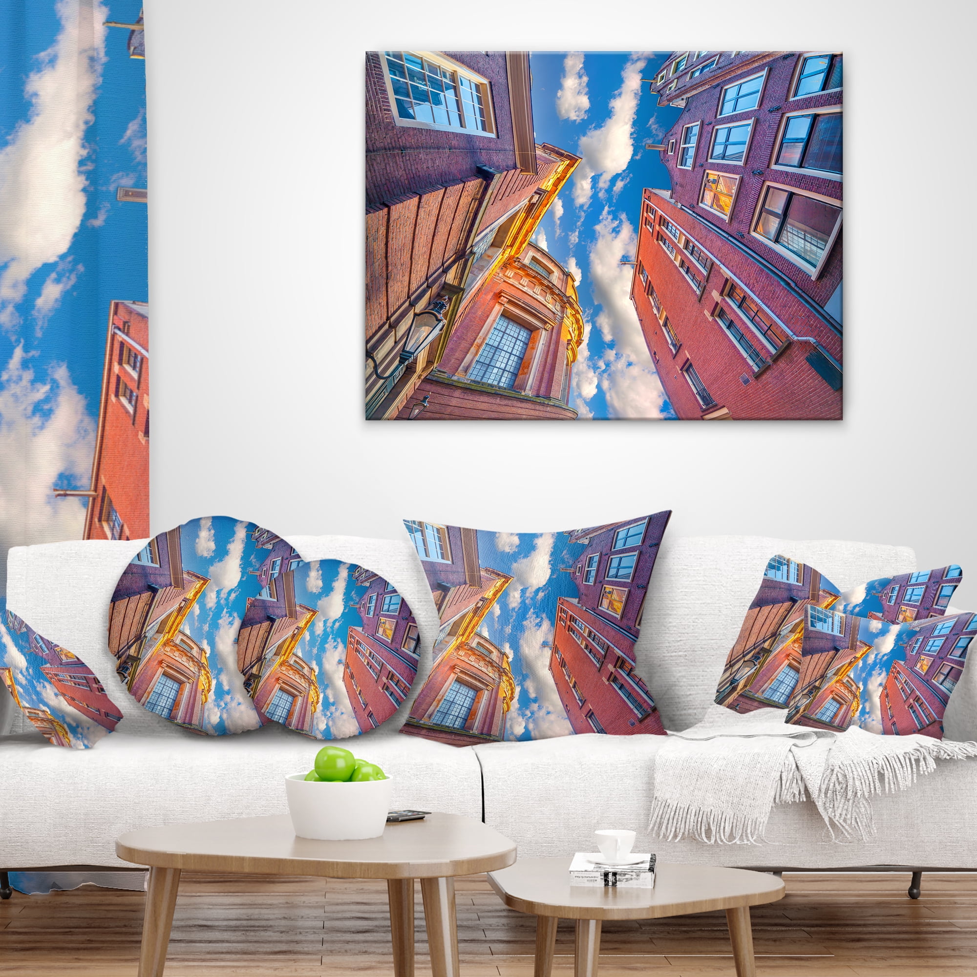 Designart Authentic Dutch Architecture - Throw Pillow - 12x20