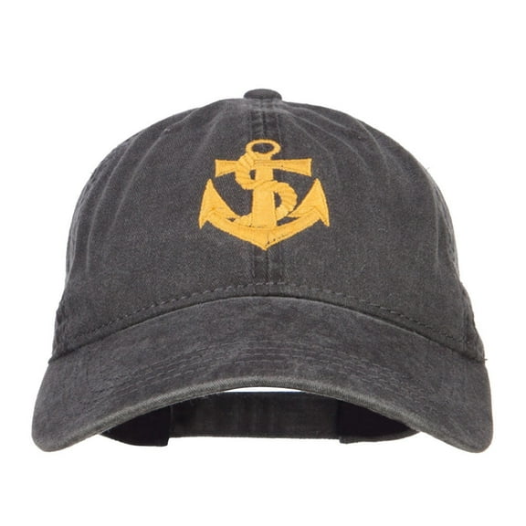 Anchor Logo Embroidered Washed Cap - Black OSFM
