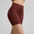 thumbnail image 4 of Women Ribbed Seamless Biker Shorts Leggings High Waisted Drawstring Athletic Workout Gym Yoga Short Pants, 4 of 7