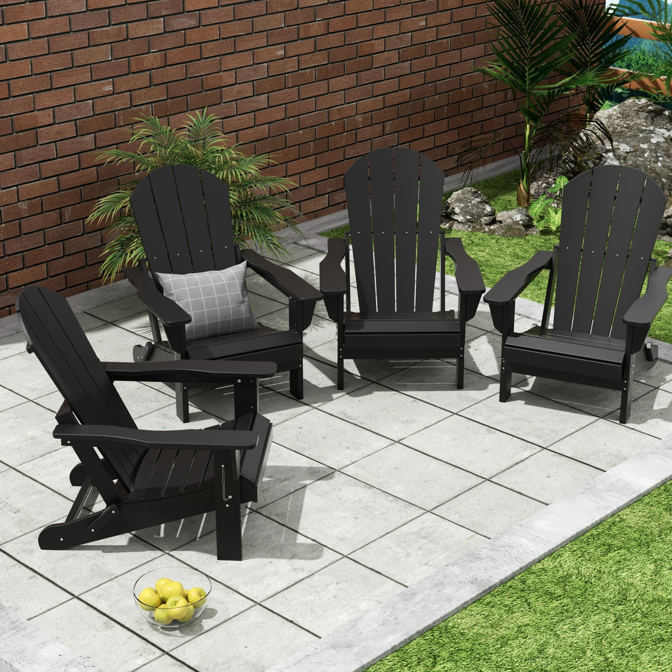 Polytrends  Laguna Weather Resistant Outdoor Patio Folding Adirondack Chairs (Set of 4) Lime