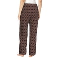 thumbnail image 2 of Bixox Women's Brown Gold Grid Patterned Pajama Pants Loungewear, 2 of 5