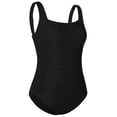 thumbnail image 5 of Firpearl Women's Black One Piece Bathing Suit Ruched Tummy Control Swimsuit, 5 of 5