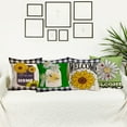 thumbnail image 2 of Welcome Sunflower Summer Farmhouse Pillow Covers Set of 4 Black White Buffalo Plaids with Insect Daisy Floral Ladybug Throw Pillow Cases 20x20 Inch Cotton Linen Cushion Cover for Sofa Couch, 2 of 6
