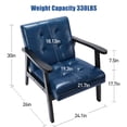 thumbnail image 5 of HomeMiYN Mid Century Modern Accent Chair with Wooden Frame, Faux Leather Reading Armchair for Living Room, Dark Blue, 5 of 5