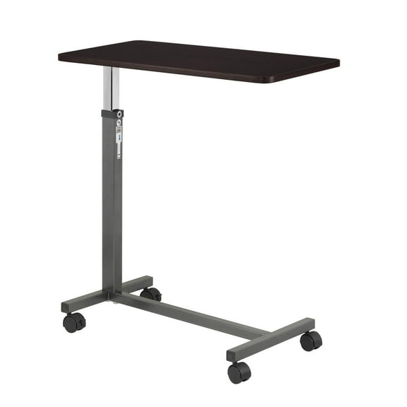 Drive Medical Adjustable Overbed Table, Silver Vein Finish, Non-Tilt Top