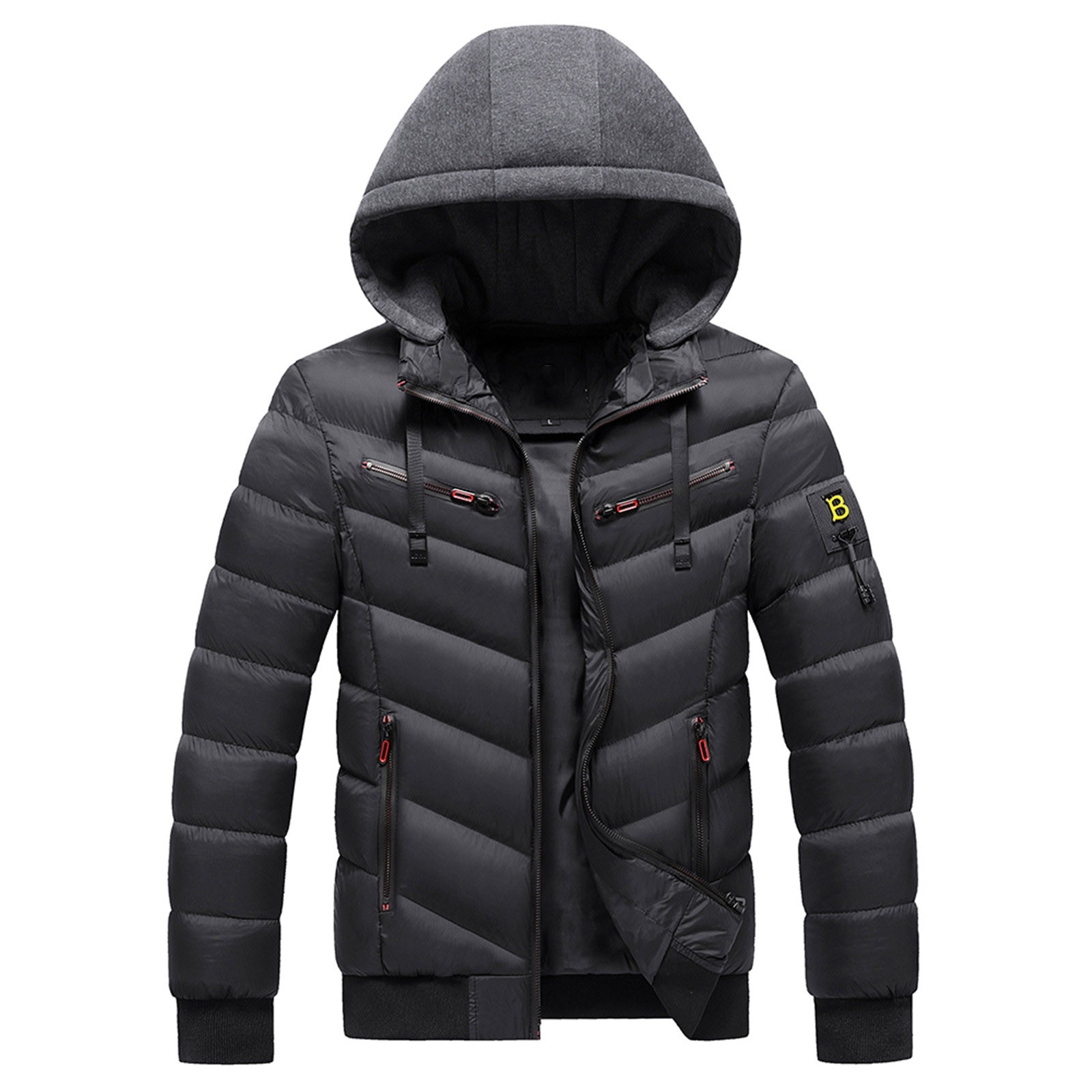 MRULIC parka jacket men Men's Solid 