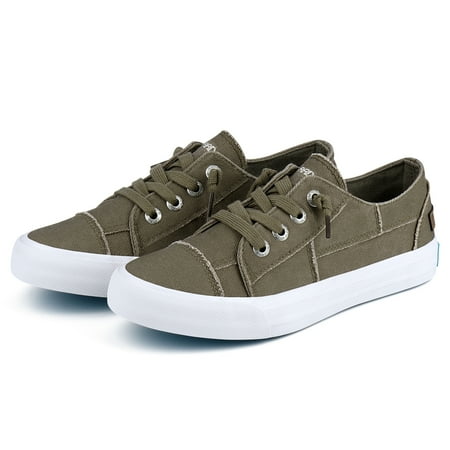 JENN ARDOR Women s Canvas Shoes Classic Splicing Slip on Casual Driving Loafers Lace up Platform Footwear Casual Sneakers Low top Indoor Outdoor Walking Flats