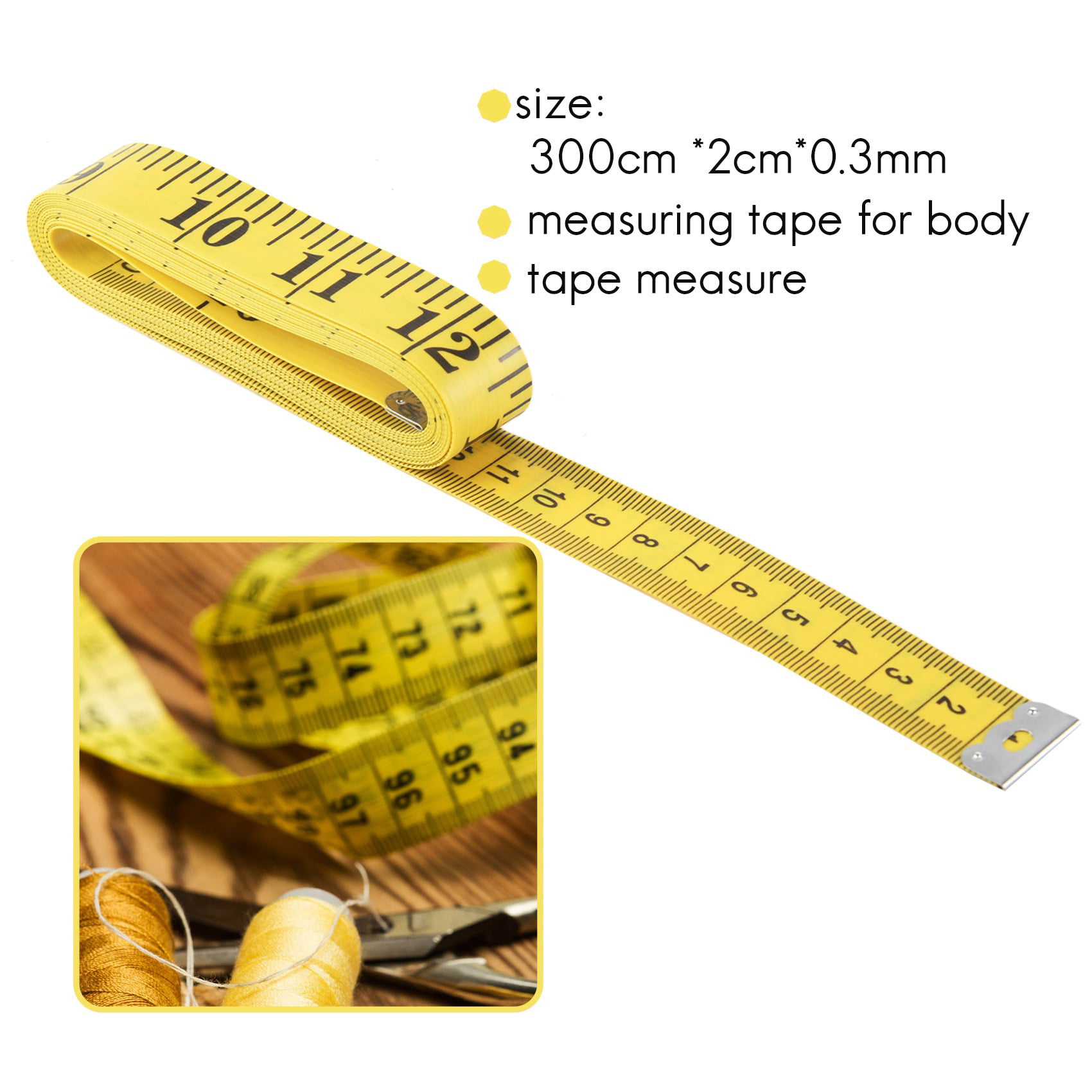 Durable Soft PVC 3 Meter 300 CM Sewing Tailor Tape Body Measuring Measure  Ru.KE