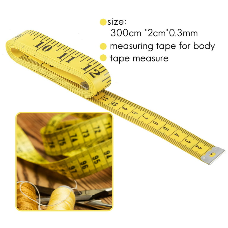 Soft 3Meter 300cm Sewing Tailor Tape Body Measuring Measure Ruler Dressmaking, Yellow