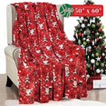 thumbnail image 2 of Elegant Comfort Lightweight Printed Throw Blanket- All Season, Soft, Cozy and Plush- Decorative Throw Blankets, Perfect for Lounging, 50 x 60 inches, Red Santa Tree, Throw Blanket, 2 of 5