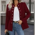 thumbnail image 3 of VIWORLD Women's Solid Color Stand Collar Double Breasted Long Sleeve Blazer Cardigan Office Casual Jacket For Spring&Fall, 3 of 6
