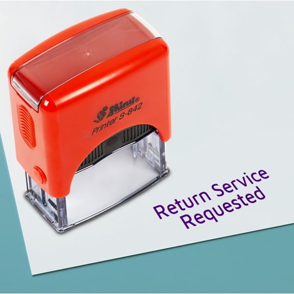 Printtoo Return Service Requested Self Inking Rubber Stamp Pre,Inked Office Stamp, Home Office Business Stationery, 38 x 14 mm, Violet