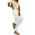 thumbnail image 3 of sicmoss Women's White Cotton Barrel Jeans Y2K Wide Leg Baggy Ruffle Hem with Pockets, 3 of 7
