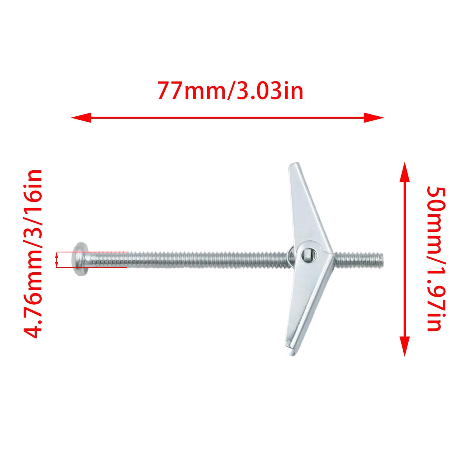 32pcs 1/8"x2" Toggle Bolts, Wing Nut Set, Heavy Duty Hollow Wall Anchors, Metal Drywall Anchors, for Hollow Wall Ceiling Sheetrock, Hanging Heavy Items on Drywall/Wood