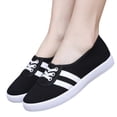 thumbnail image 2 of gzxflxpge Women's Striped Canvas Casual Shoes, Low Top Lace Up Lightweight Walking Sneakers Black 5.5（CN-36）, 2 of 6