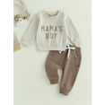 thumbnail image 2 of Honganda Toddler Boys 2Pcs Pants Sets Long Sleeve Letter Print Sweatshirt Tops and Drawstring Pants Sets, 2 of 9