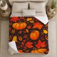 thumbnail image 5 of Rustic Pumpkin Maple Leaf Autumn Harvest Scene, Rustic Botanical Portrait, Warm Flannel Blanket for Living Room and Bedroom, Art Lovers Thanksgiving Gift, Rustic Home Decor, 5 of 9