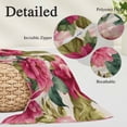 thumbnail image 2 of Pink Flowers Pillow Covers, Linen Long Throw Pillow Case, Spring Watercolor Floral Leaves Plants Beige Holiday Pillow Protector Decorative Cushion Cover for Living Room/Bedroom 16" x 24", 2 of 8