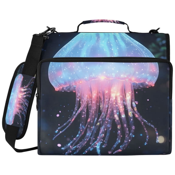 ALAZA Zipper Binder Jellyfish Pattern 2 inch 3 Ring 500 Sheet Capacity Trapper Keeper File Folder Organizer Bag