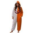 thumbnail image 3 of LILIYA Halloween Jumpsuit, Unisex Hooded Onesie, Color Block Plush Sleepwear with Deep Pockets, Relaxed Fit 1-Piece Bodysuit, Cozy Holiday Loungewear for Couples, 3 of 6