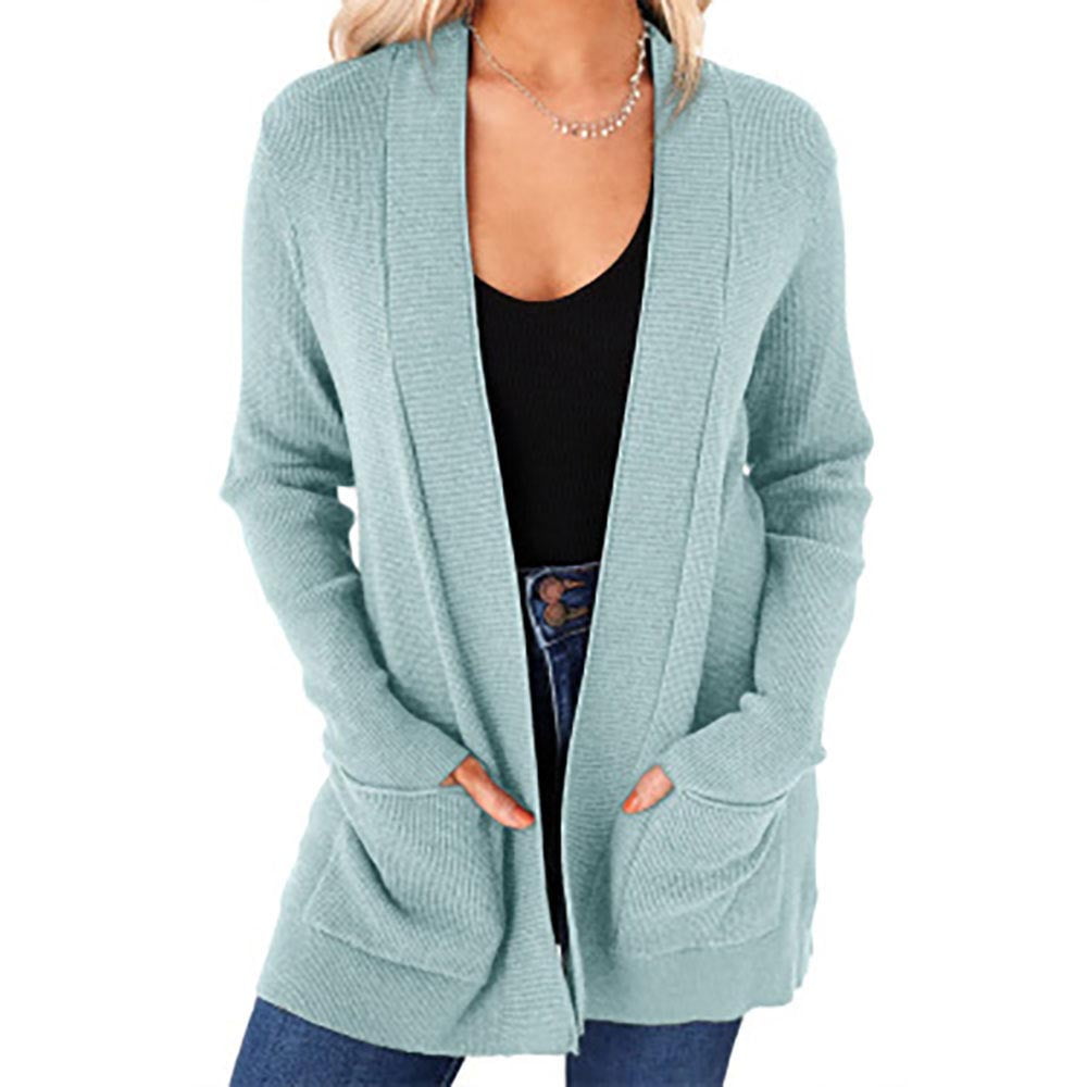PCEAIIH Women Essential Open Front Long Knit Cardigan Sweater with Pockets